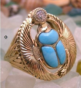 ring scarob beetle and cabochon or enamel Egiret amulet 648 3D print model_1