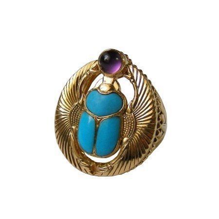 ring scarob beetle and cabochon or enamel Egiret amulet 648 3D print model_3