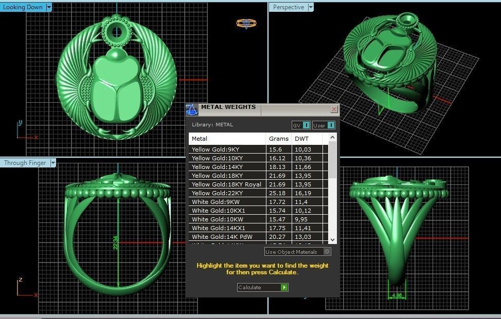 ring scarob beetle and cabochon or enamel Egiret amulet 648 3D print model_11