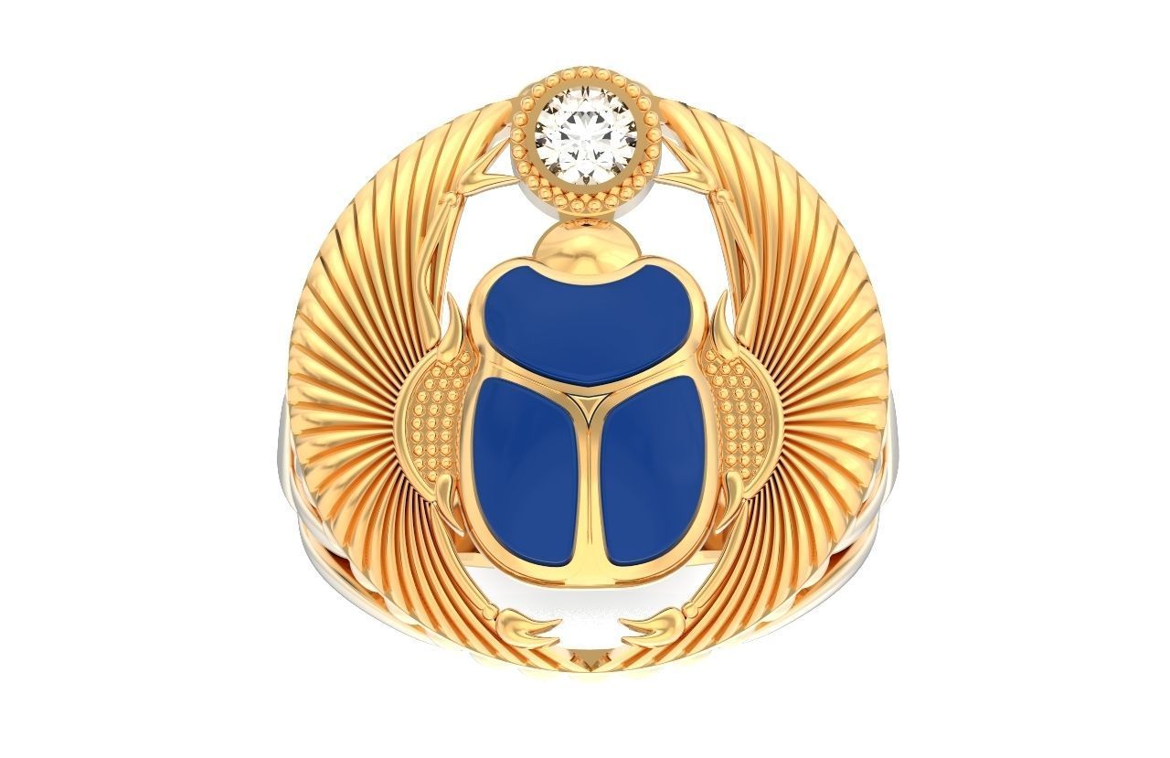 ring scarob beetle and cabochon or enamel Egiret amulet 648 3D print model_5