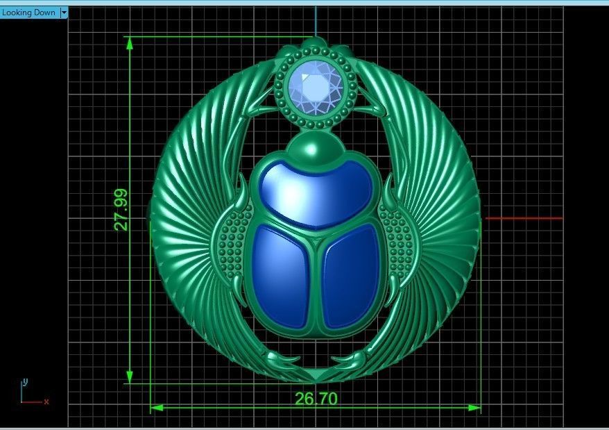 ring scarob beetle and cabochon or enamel Egiret amulet 648 3D print model_44
