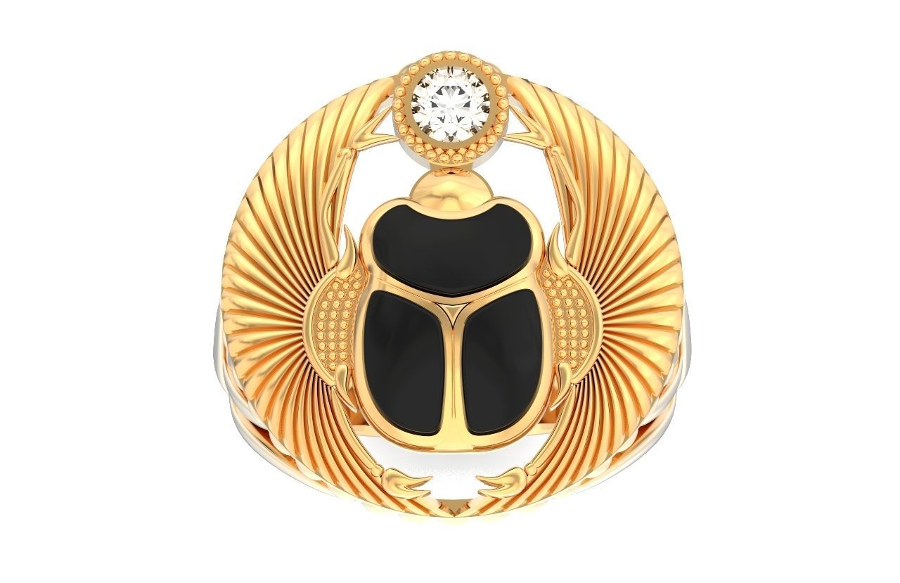ring scarob beetle and cabochon or enamel Egiret amulet 648 3D print model_4