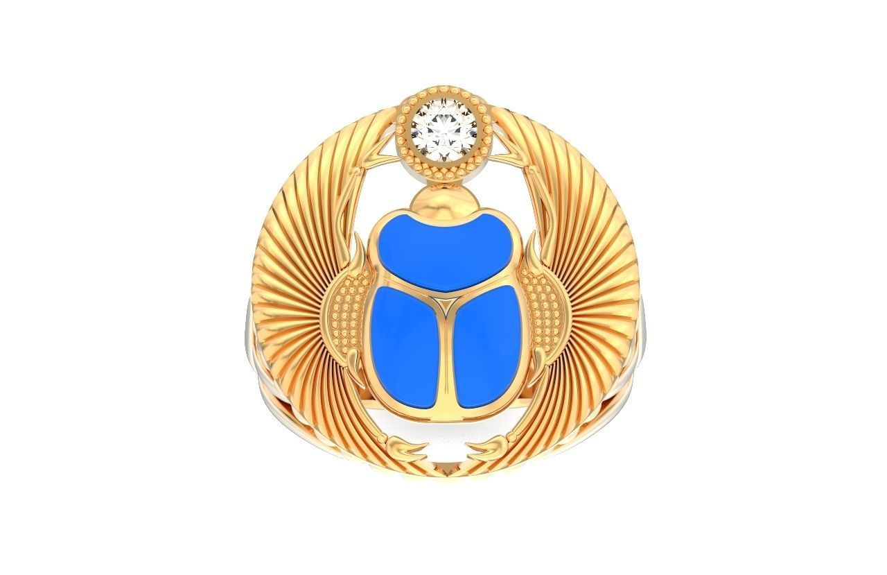 ring scarob beetle and cabochon or enamel Egiret amulet 648 3D print model_6