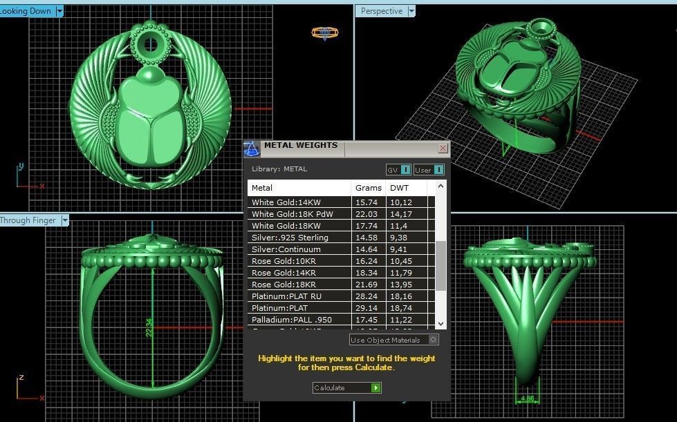 ring scarob beetle and cabochon or enamel Egiret amulet 648 3D print model_12