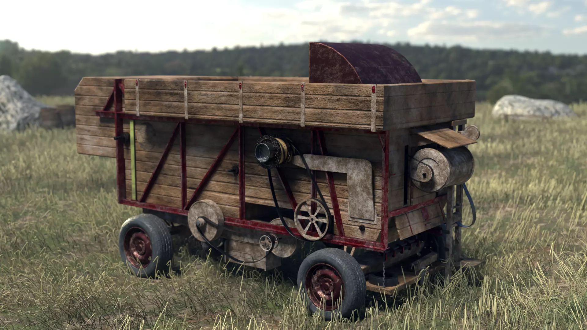 40 era Thresher - Combine Harvester 3D model