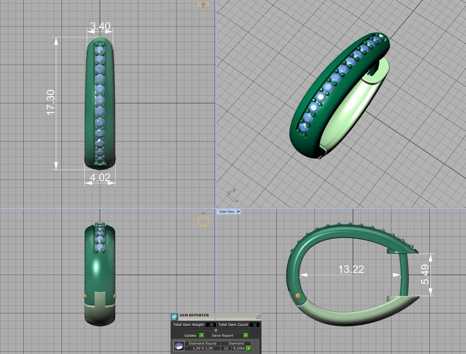 Camila Diamond Hoop Earrings 3dmodel 3D print model_7