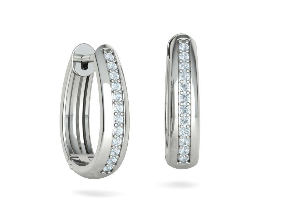 Camila Diamond Hoop Earrings 3dmodel 3D print model_6