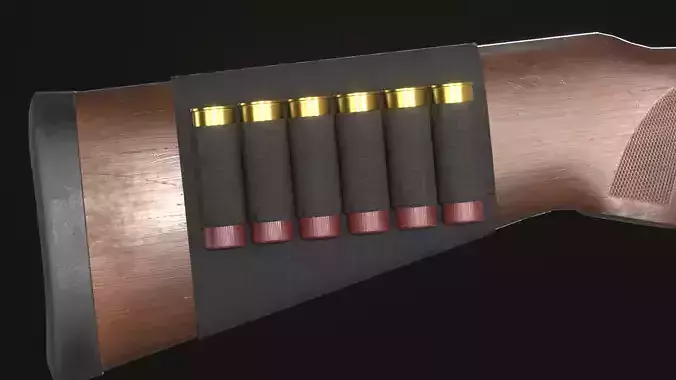 Shell Holder for Shotgun Stock Attachment - Game Asset Low-poly 3D model