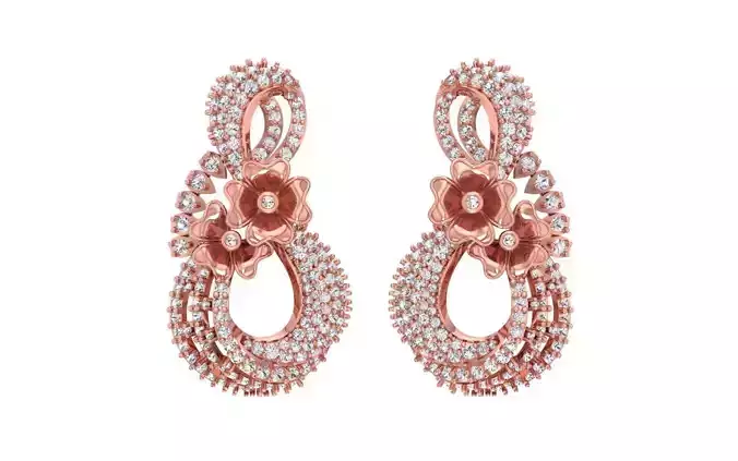 Women Flower Earrings 3dm STL OBJ FBX Renders Details 3D print model