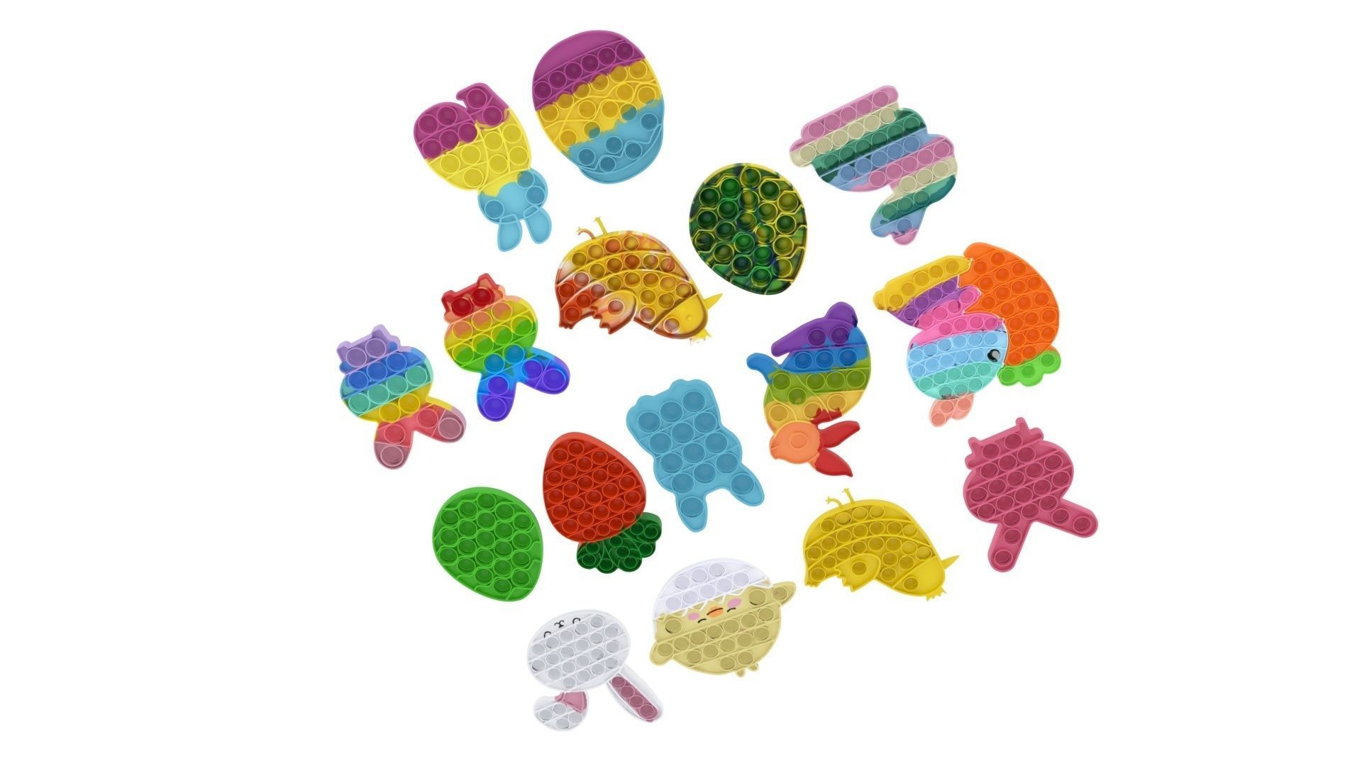 Easter Pop It Fidget Toys Set 3D model_5