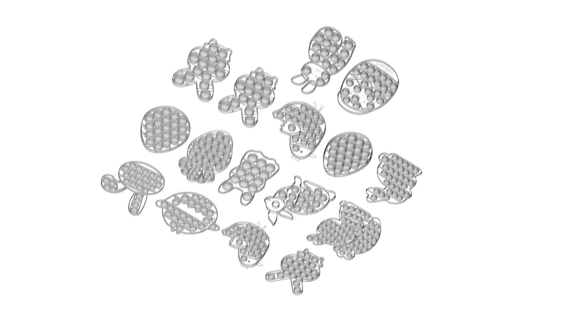 Easter Pop It Fidget Toys Set 3D model_13