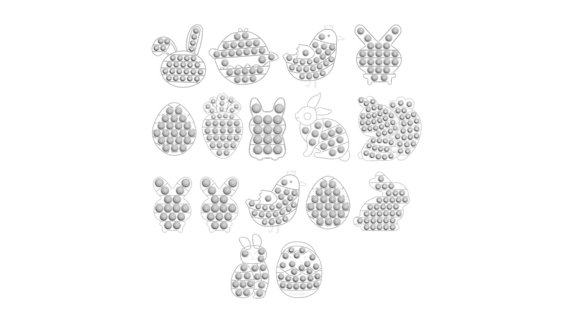 Easter Pop It Fidget Toys Set 3D model_14