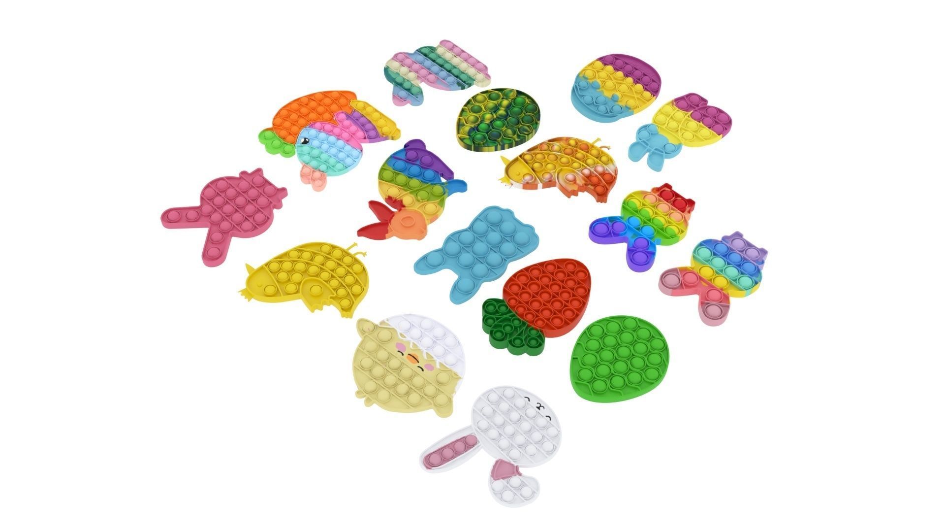 Easter Pop It Fidget Toys Set 3D model_3