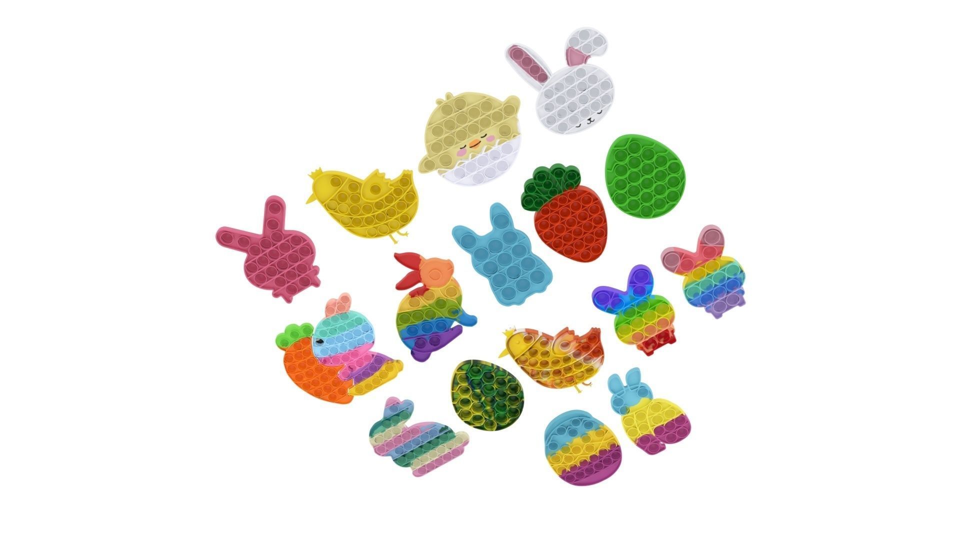 Easter Pop It Fidget Toys Set 3D model_7