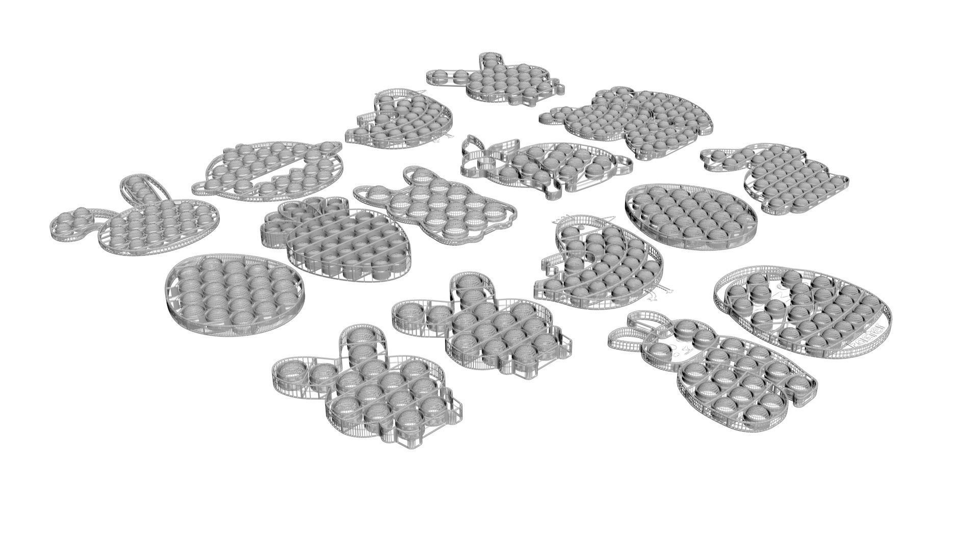 Easter Pop It Fidget Toys Set 3D model_9