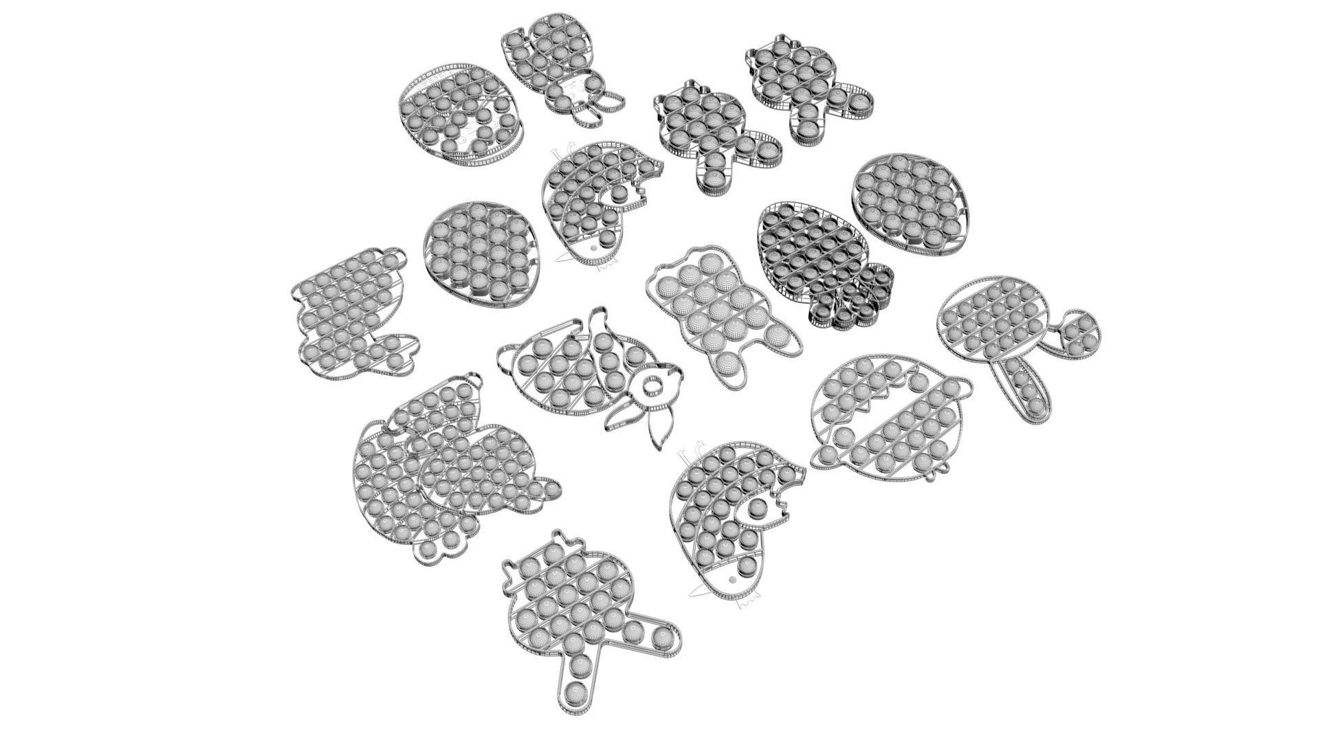 Easter Pop It Fidget Toys Set 3D model_11