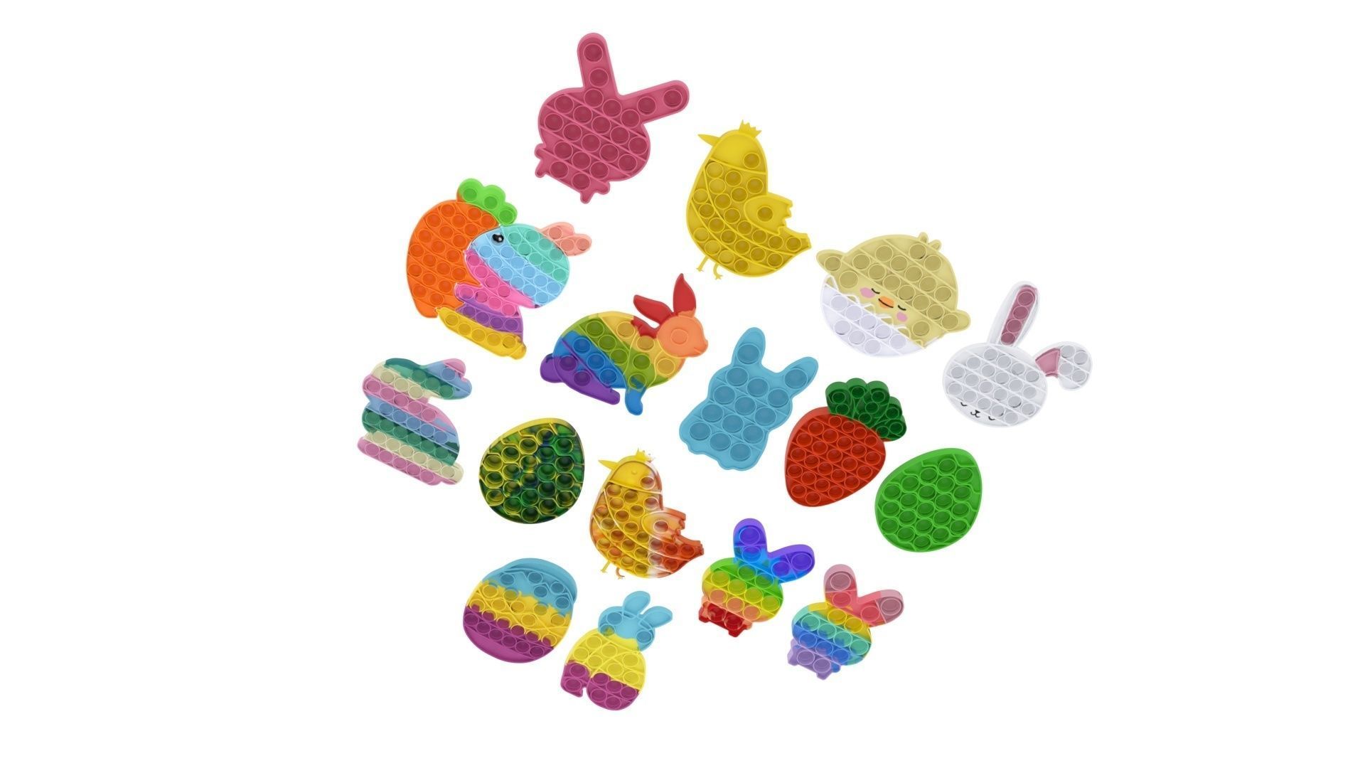 Easter Pop It Fidget Toys Set 3D model_6