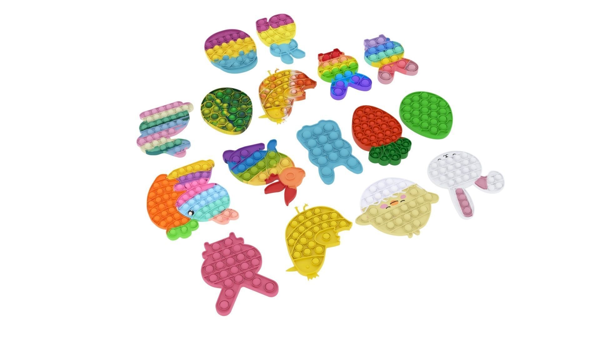 Easter Pop It Fidget Toys Set 3D model_2