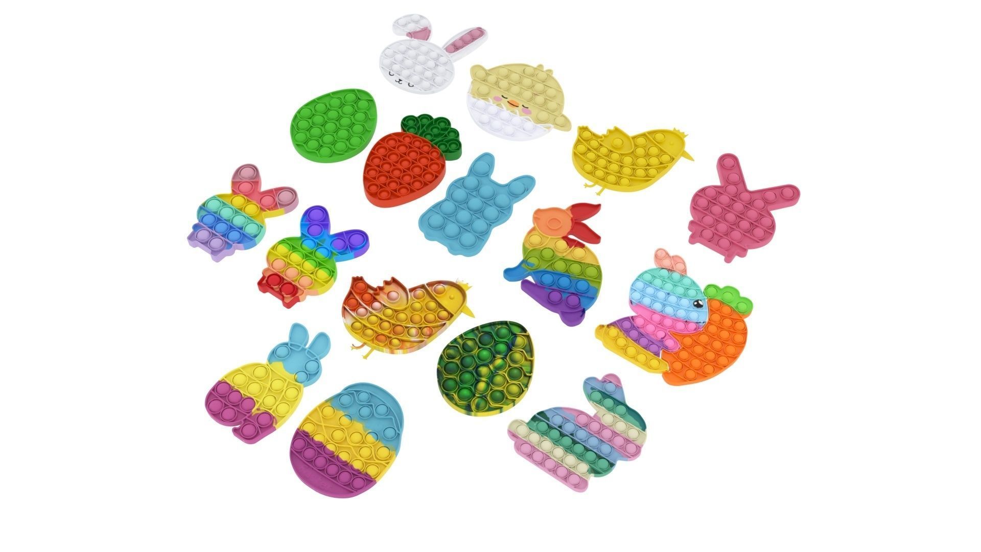 Easter Pop It Fidget Toys Set 3D model_1