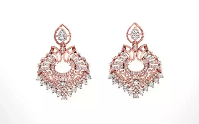 Women Drop  Earrings 3dm STL OBJ FBX Renders Details