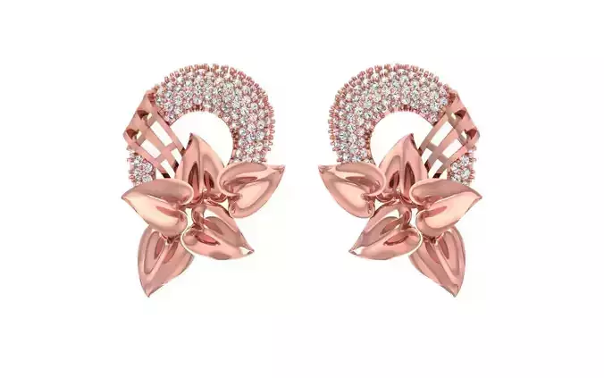 Women Flower Earrings 3dm STL OBJ FBX Renders Details 3D print model