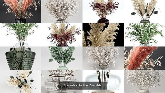 Bouquets collection vase with dried grasses in it 