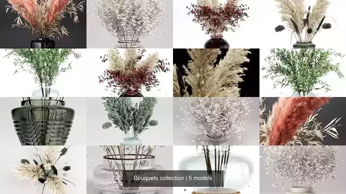 Bouquets collection vase with dried grasses in it