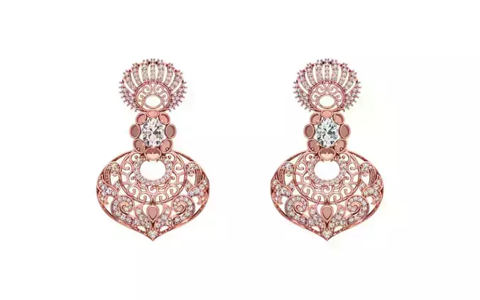 Women Drop  Earrings 3dm STL OBJ FBX Renders Details 3D print model