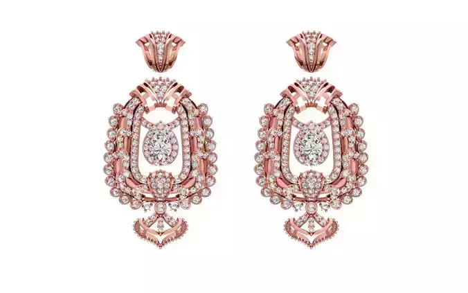 Women Drop  Earrings 3dm STL OBJ FBX Renders Details