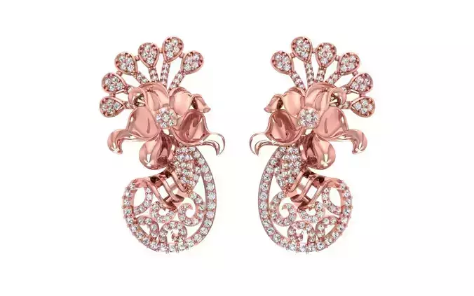 Women Drop  Earrings 3dm STL OBJ FBX Renders Details