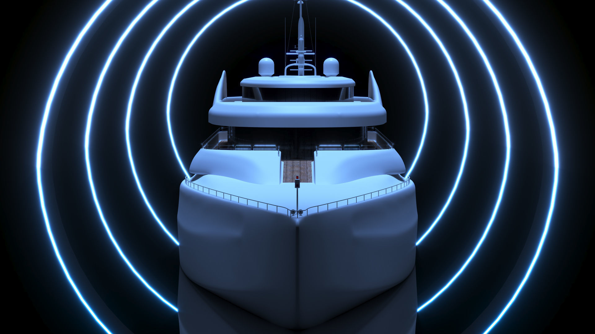 Superyach motor yacht floating in ocean 3D model_3