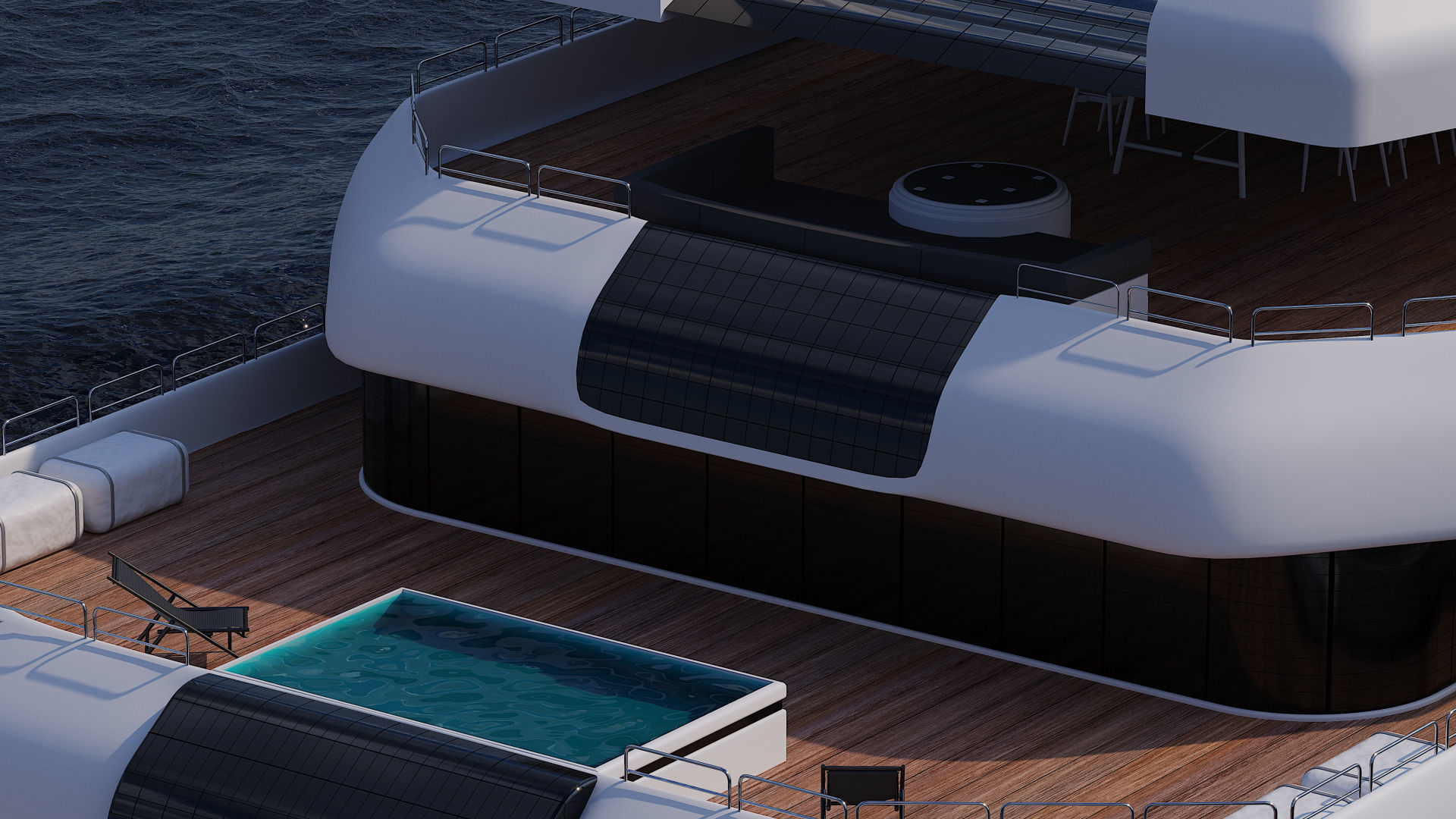 Superyach motor yacht floating in ocean 3D model_12
