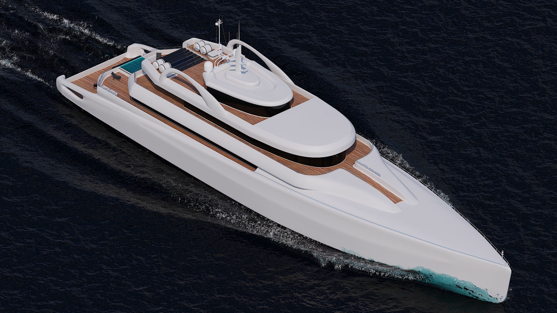 Superyach motor yacht floating in ocean 3D model_13