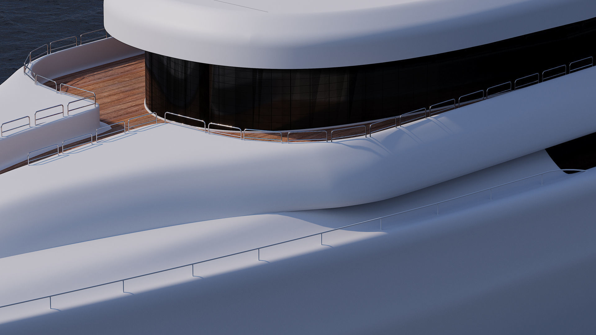 Superyach motor yacht floating in ocean 3D model_9