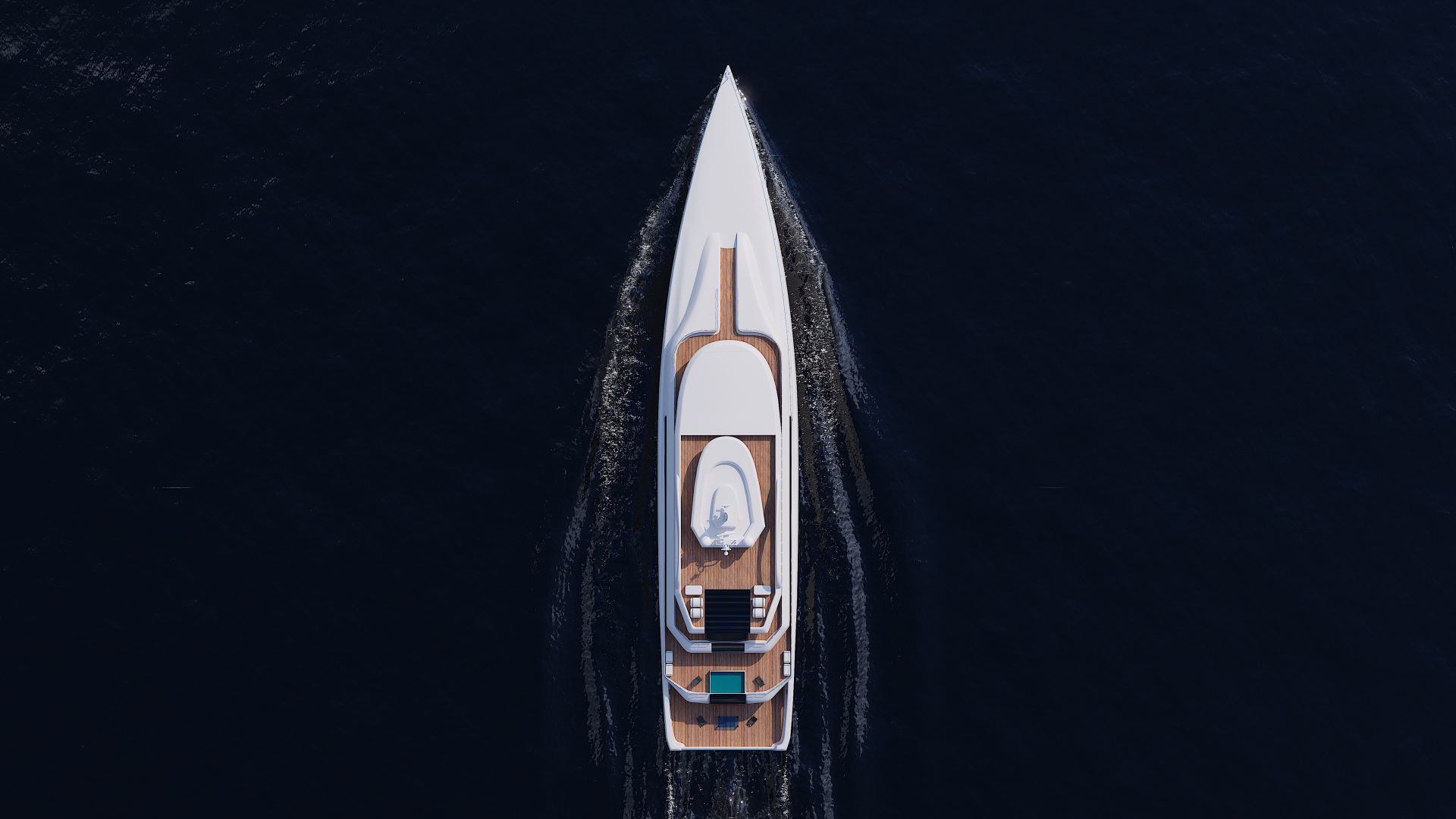 Superyach motor yacht floating in ocean 3D model_11