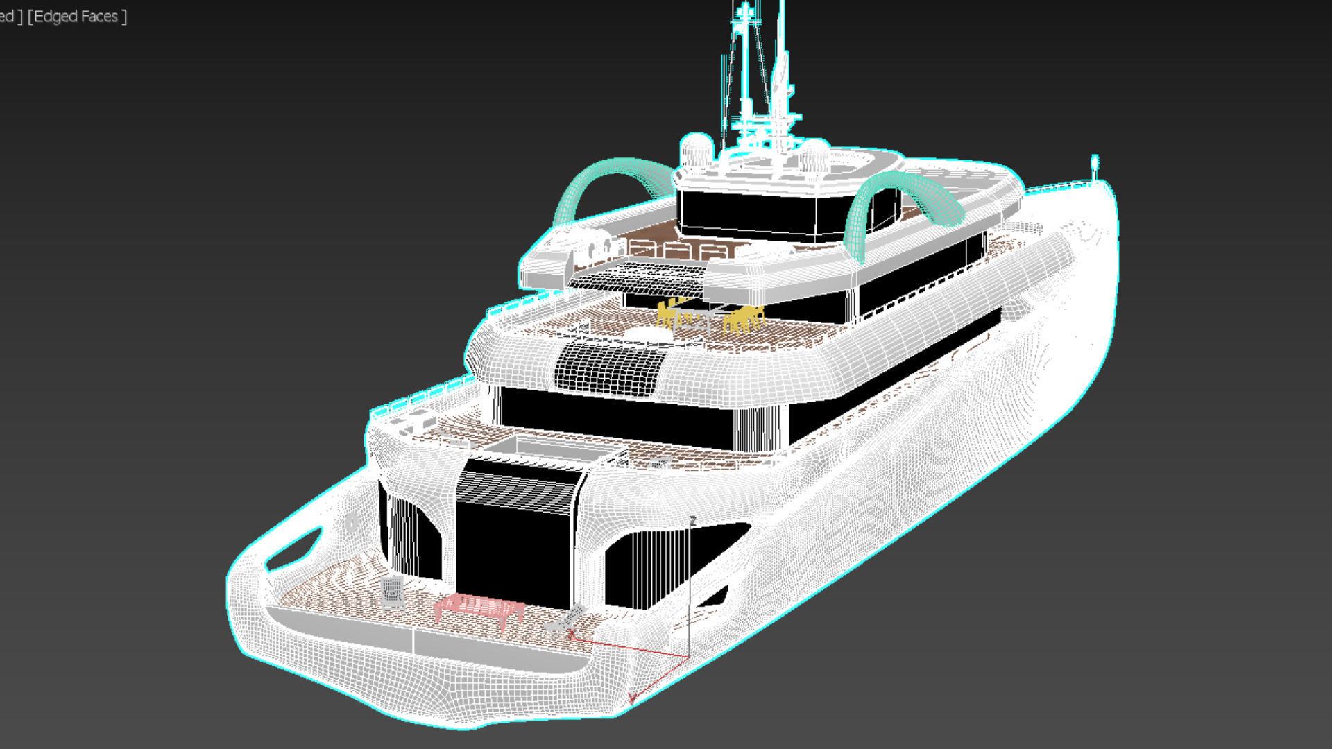 Superyach motor yacht floating in ocean 3D model_6