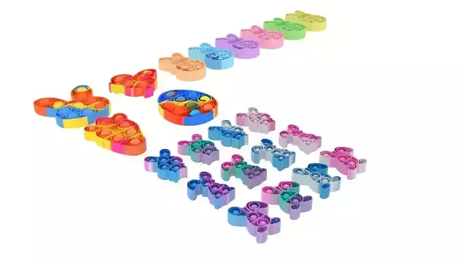 Mini Easter Pop It Fidget Toys Set 3D model