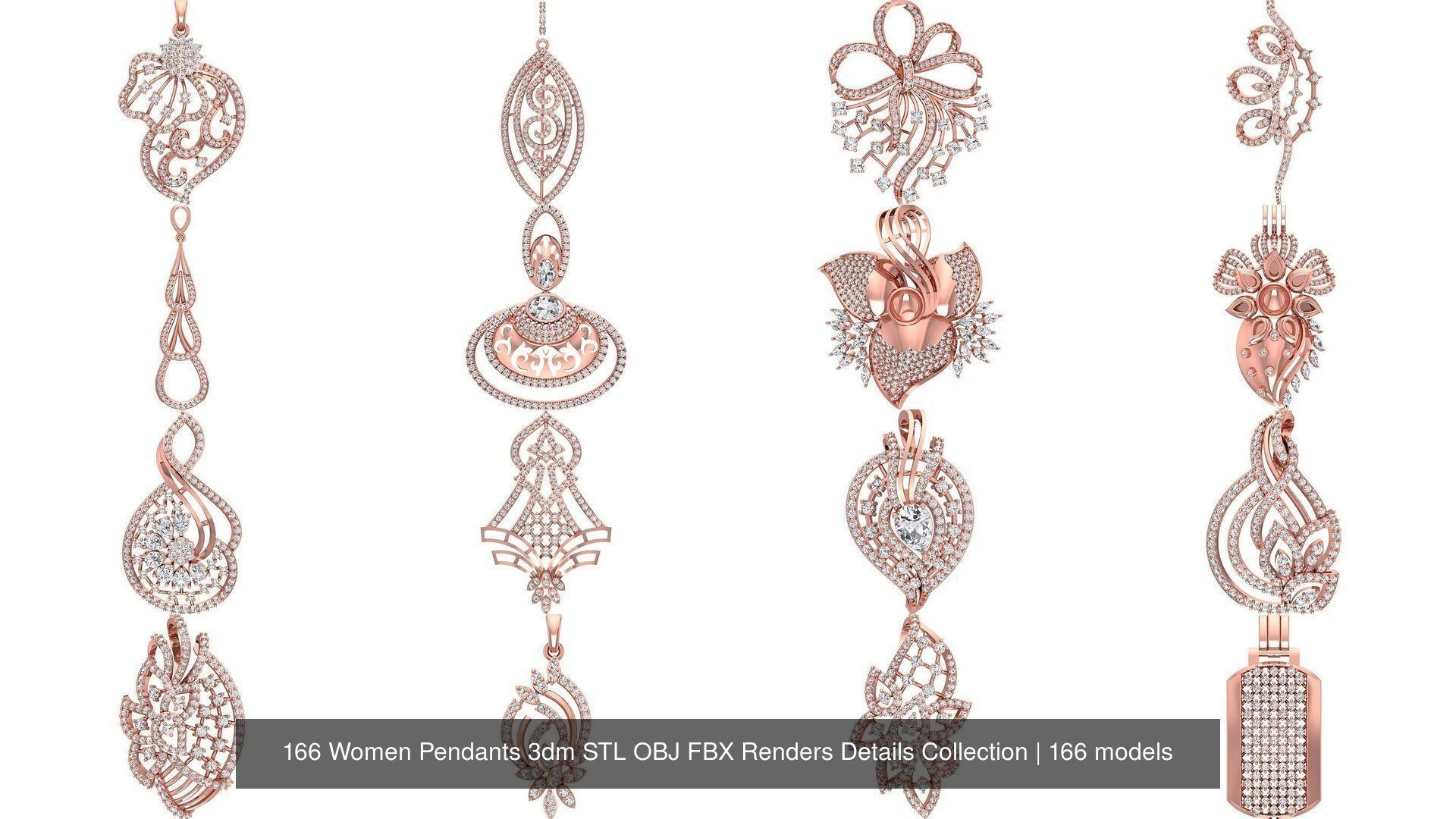 166 Women Pendants 3dm STL OBJ FBX Renders Details Collection _6