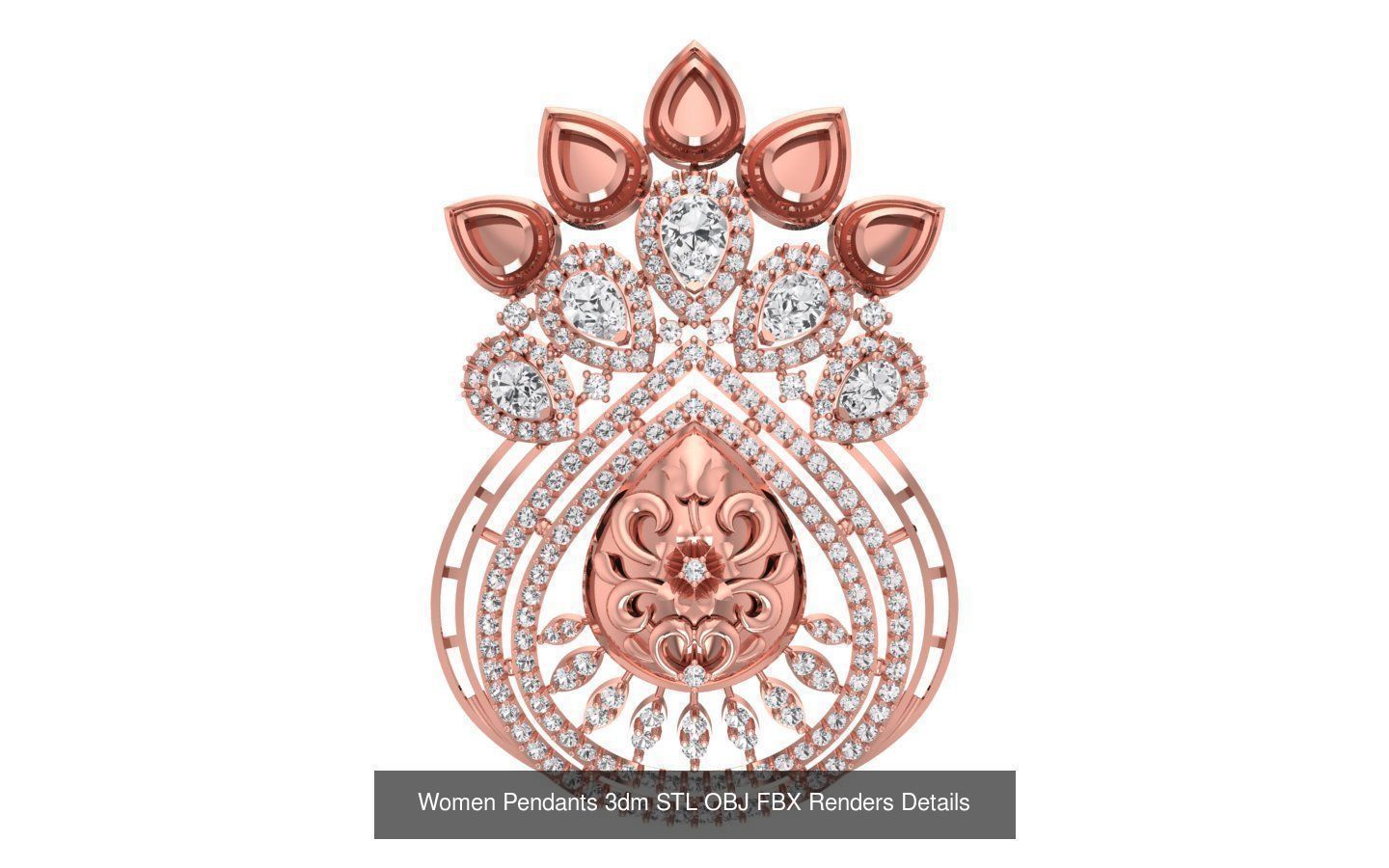 166 Women Pendants 3dm STL OBJ FBX Renders Details Collection _158