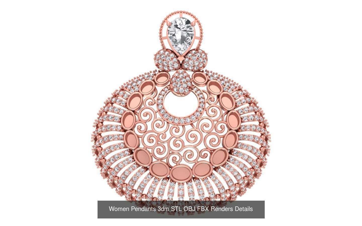 166 Women Pendants 3dm STL OBJ FBX Renders Details Collection _185