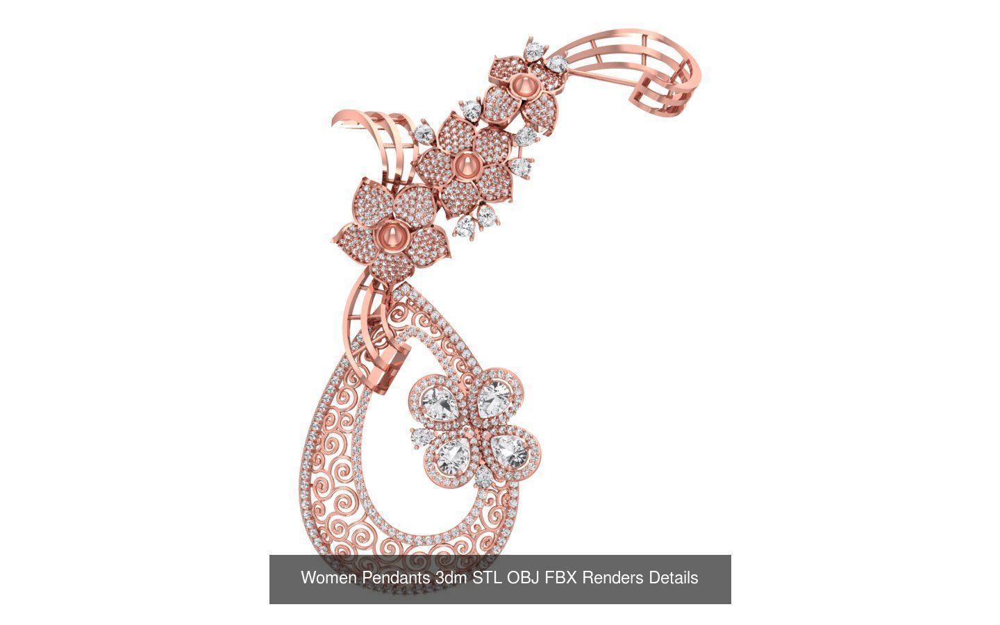 166 Women Pendants 3dm STL OBJ FBX Renders Details Collection _186