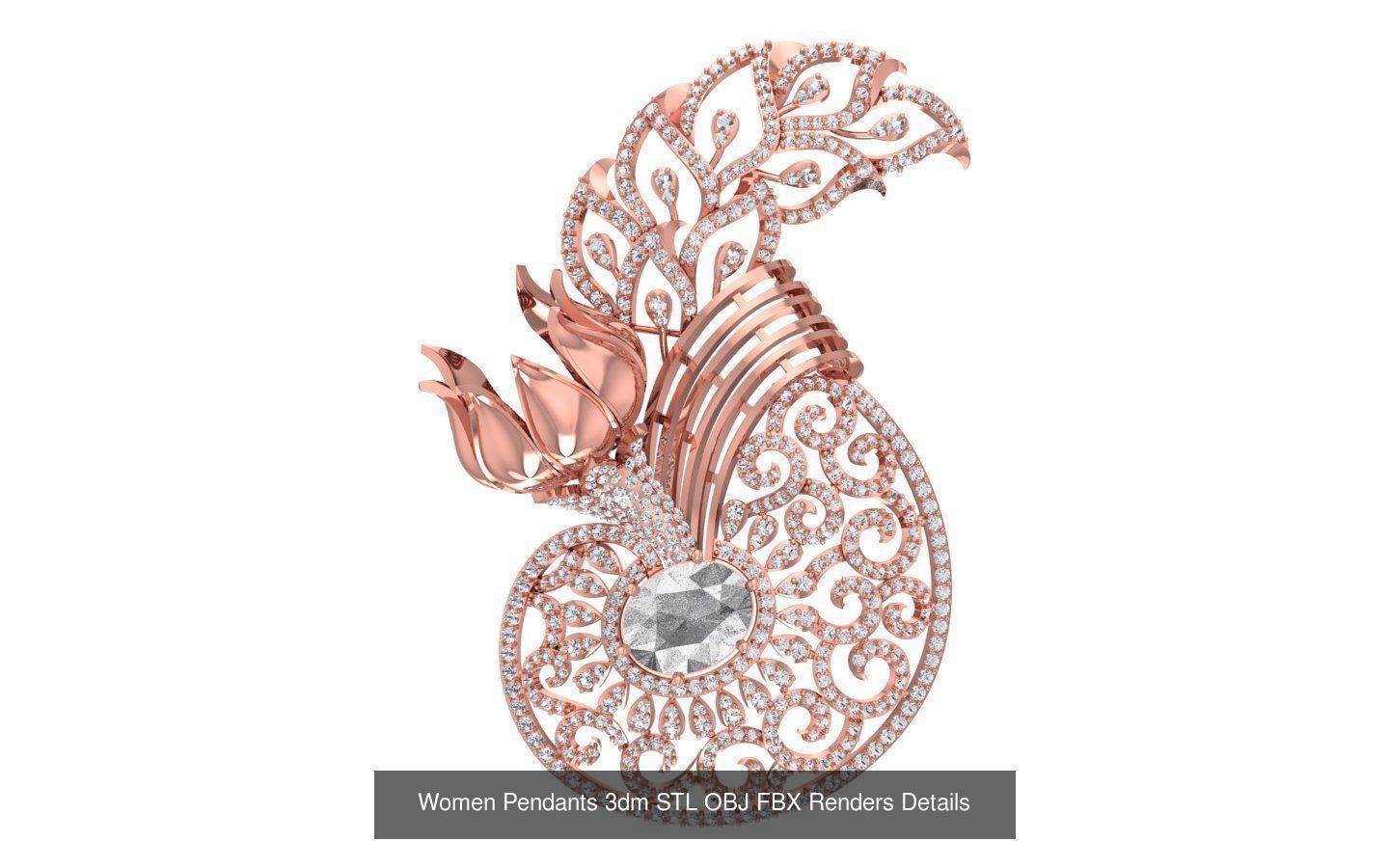 166 Women Pendants 3dm STL OBJ FBX Renders Details Collection _176