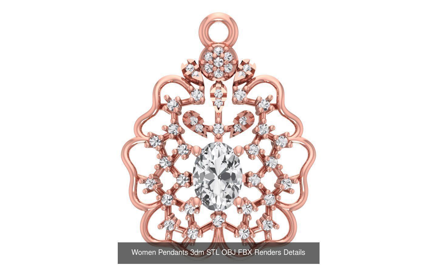 166 Women Pendants 3dm STL OBJ FBX Renders Details Collection _146