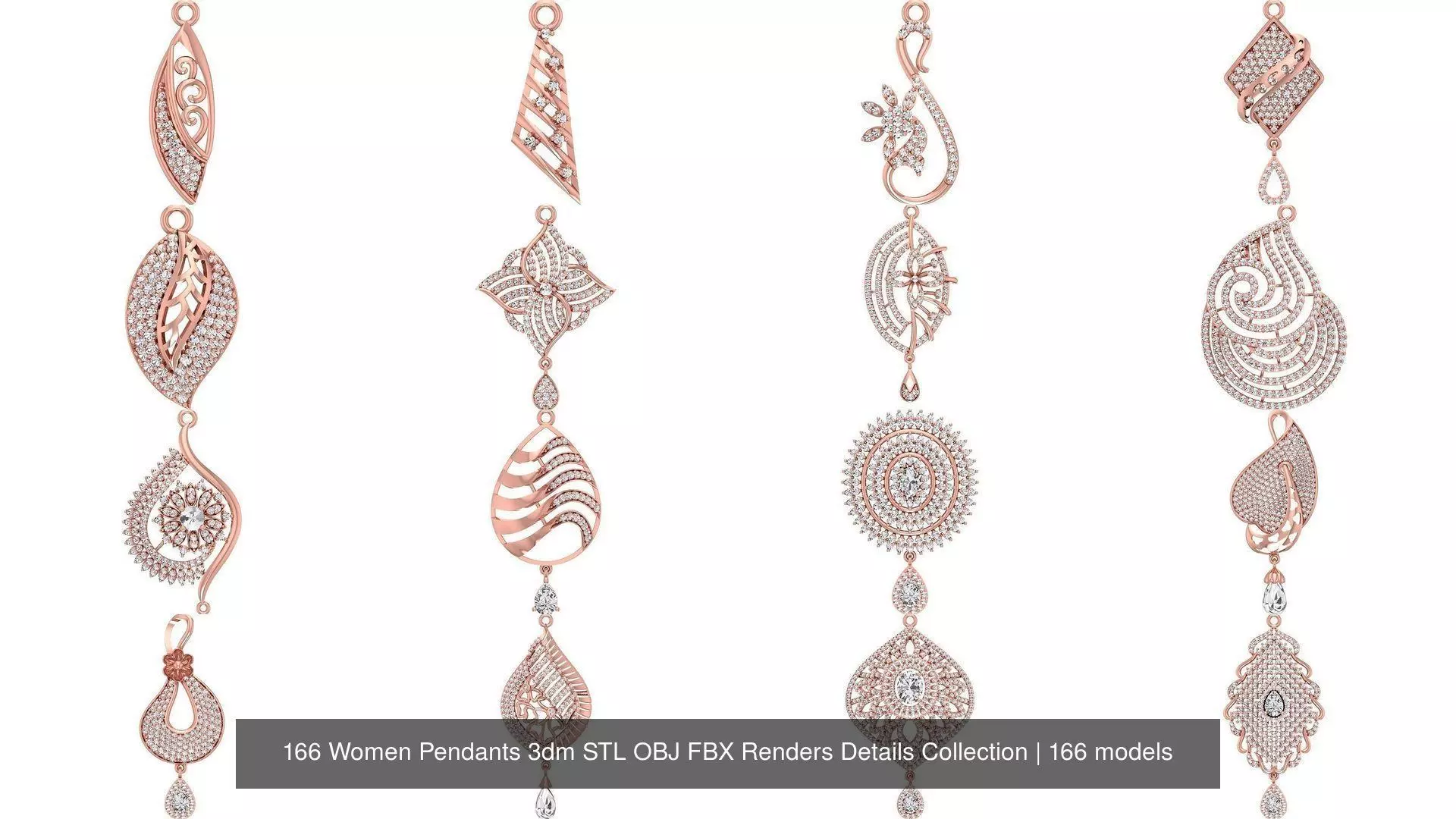 166 Women Pendants 3dm STL OBJ FBX Renders Details Collection _1