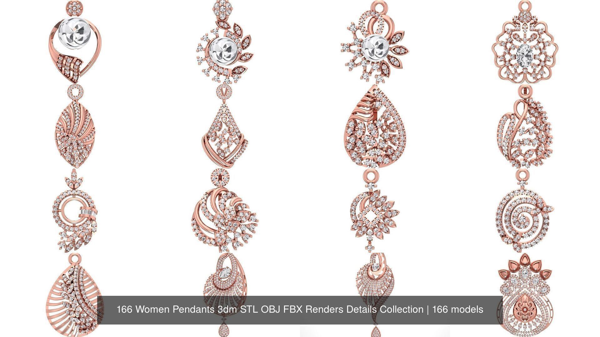 166 Women Pendants 3dm STL OBJ FBX Renders Details Collection _14