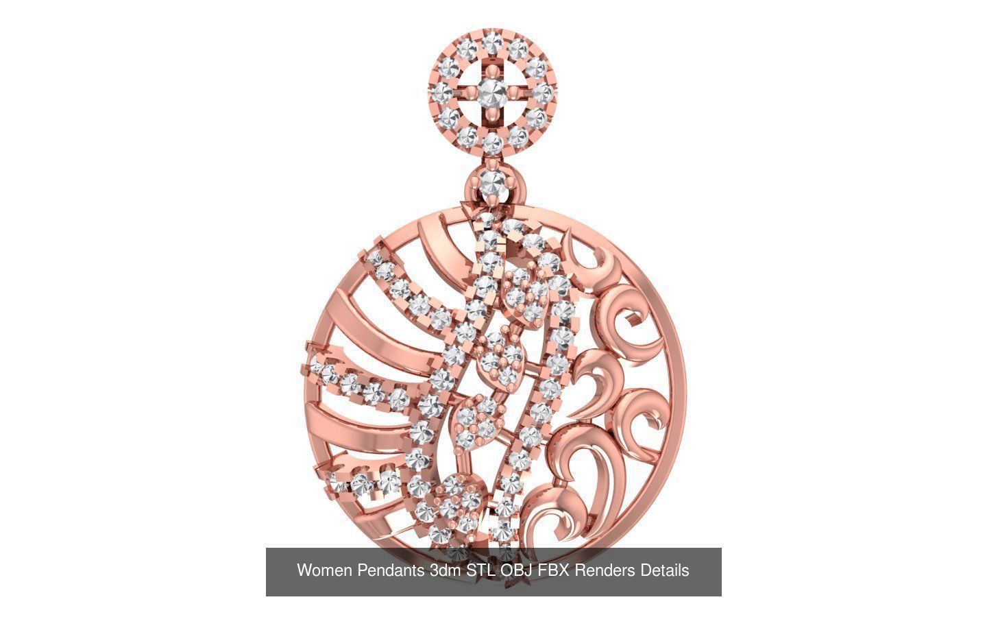 166 Women Pendants 3dm STL OBJ FBX Renders Details Collection _133