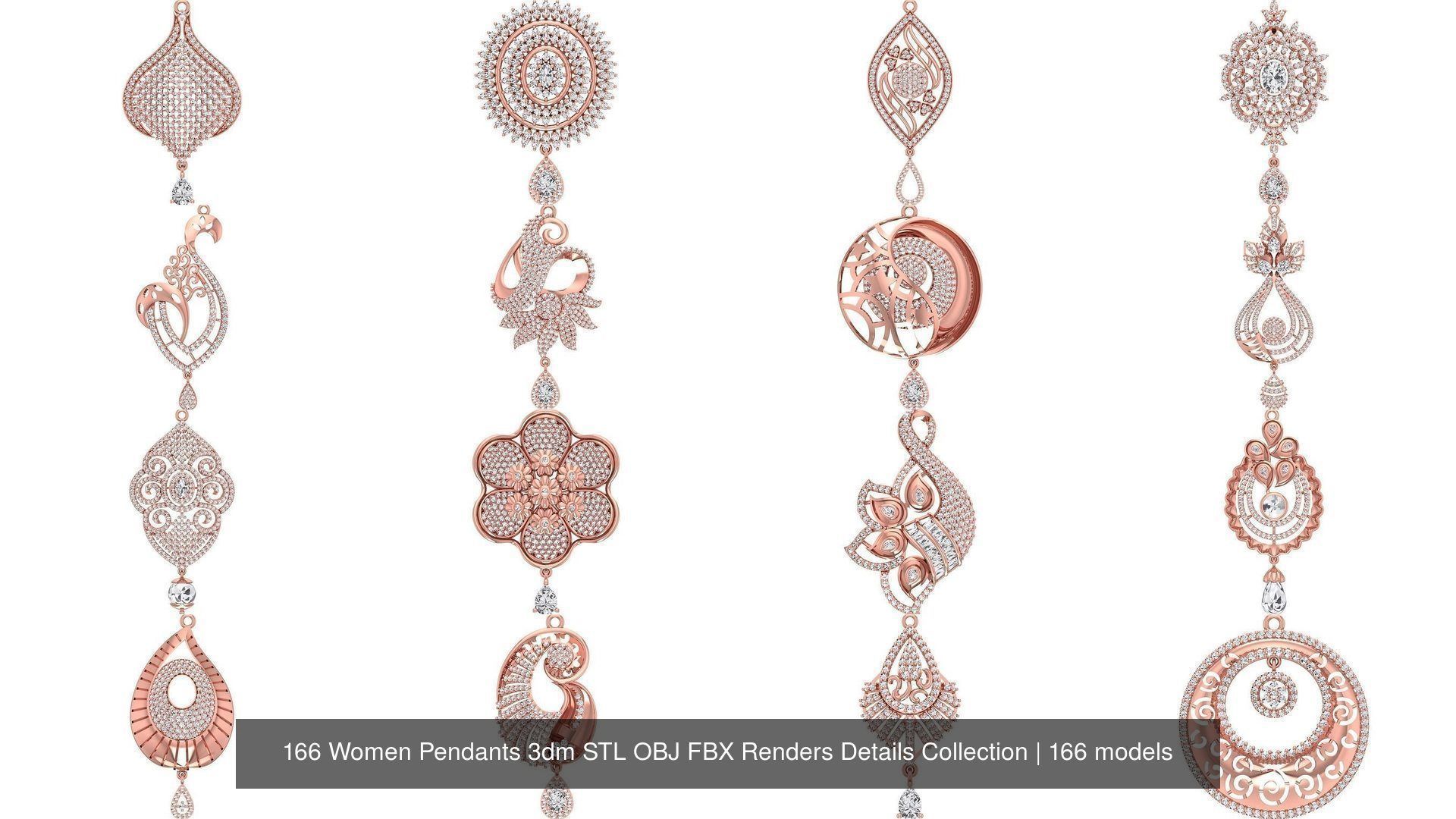 166 Women Pendants 3dm STL OBJ FBX Renders Details Collection _2
