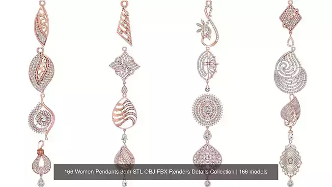 166 Women Pendants 3dm STL OBJ FBX Renders Details Collection 