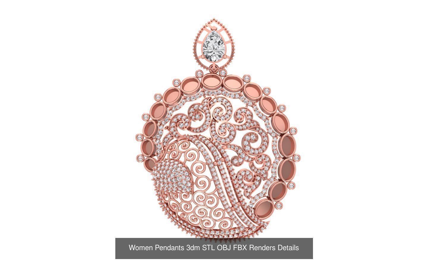 166 Women Pendants 3dm STL OBJ FBX Renders Details Collection _184