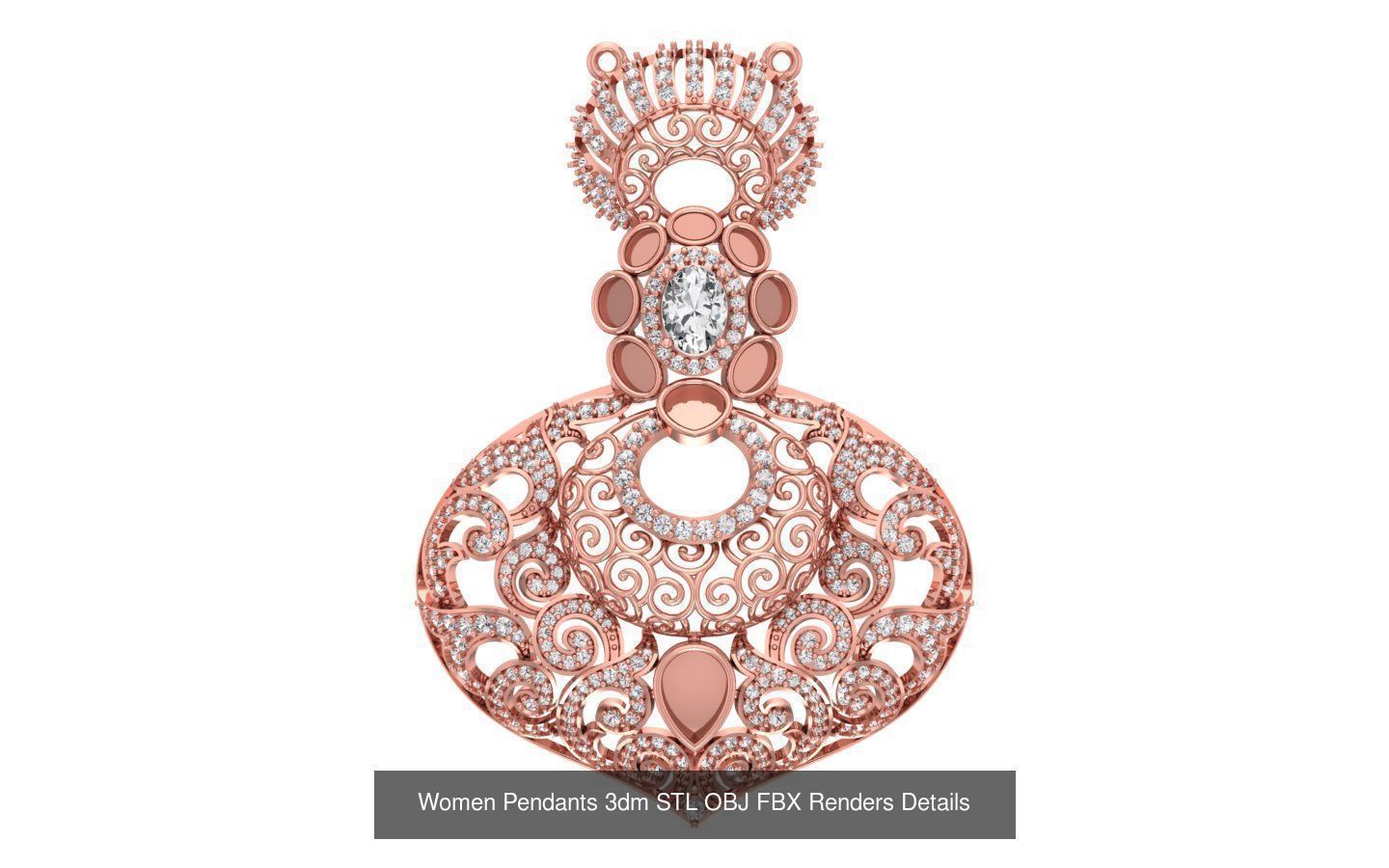 166 Women Pendants 3dm STL OBJ FBX Renders Details Collection _190